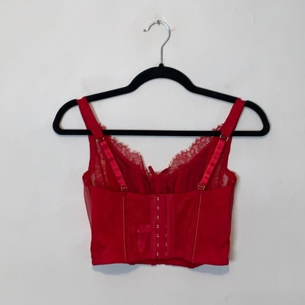 Victoria's Secret Dream Angels Unlined Lace-Up Corset Bra Top in Red Size M - Picture 3 of 5